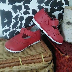 Little Red Dainty Velcro Girl Shoes